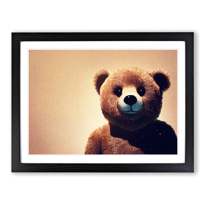 A Teddy Bear - Single Picture Frame Print, 34cm H x 46cm W x 2cm D, Black