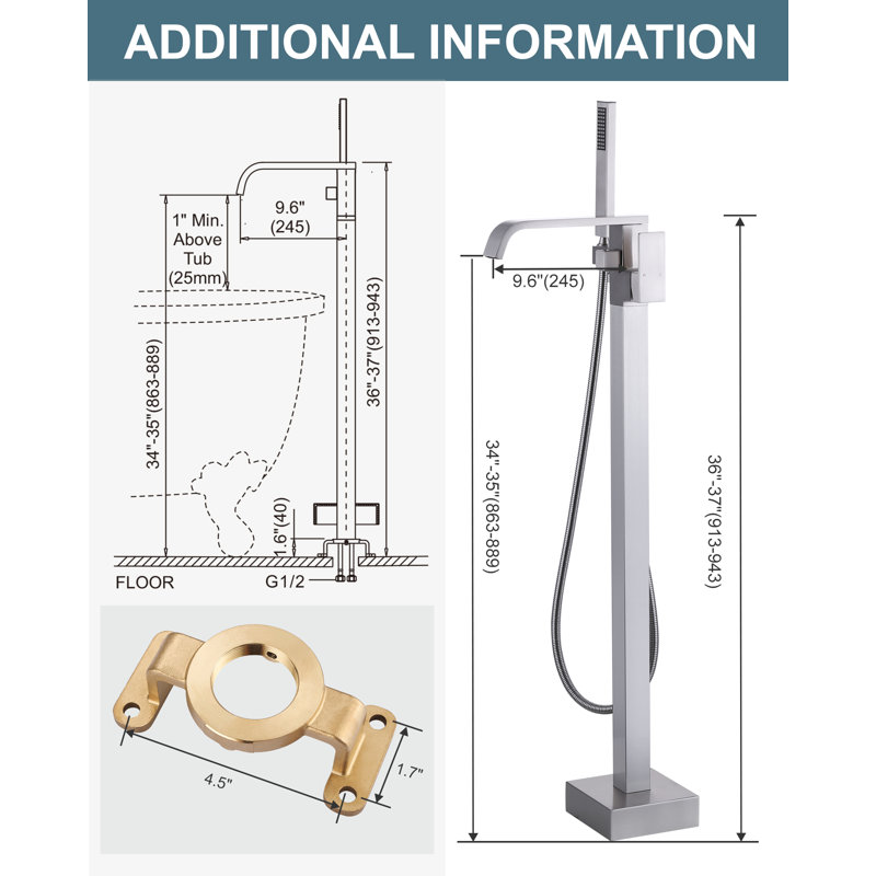 Single-handle Waterfall Freestanding Tub Faucet With Handheld Shower In. Brushed Nickel, Brushed Nickel