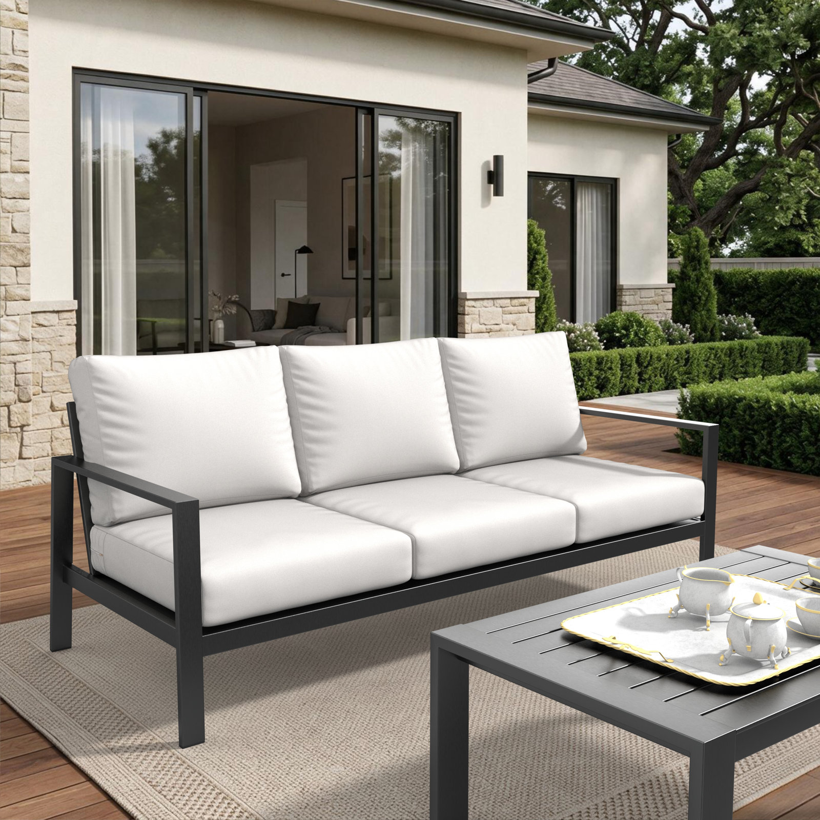 24" Sunbrella® Sofa Seat and Back Cushion, Canvas Natural Sunbrella® Canvas