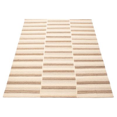 One Of A Kind Ankara Beige Kilim 5'6" x 8'1"Area Rug