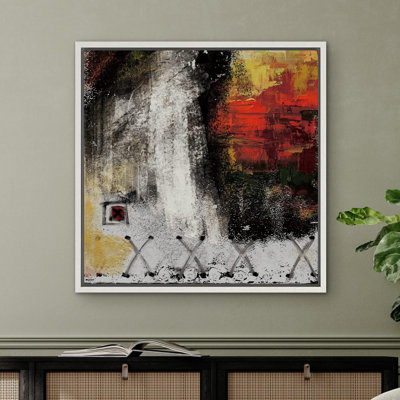 Color Blocks " Yellow, Black Red Industrial Paint With X Marks Abstract Shapes Graffiti Street Art Colorful "