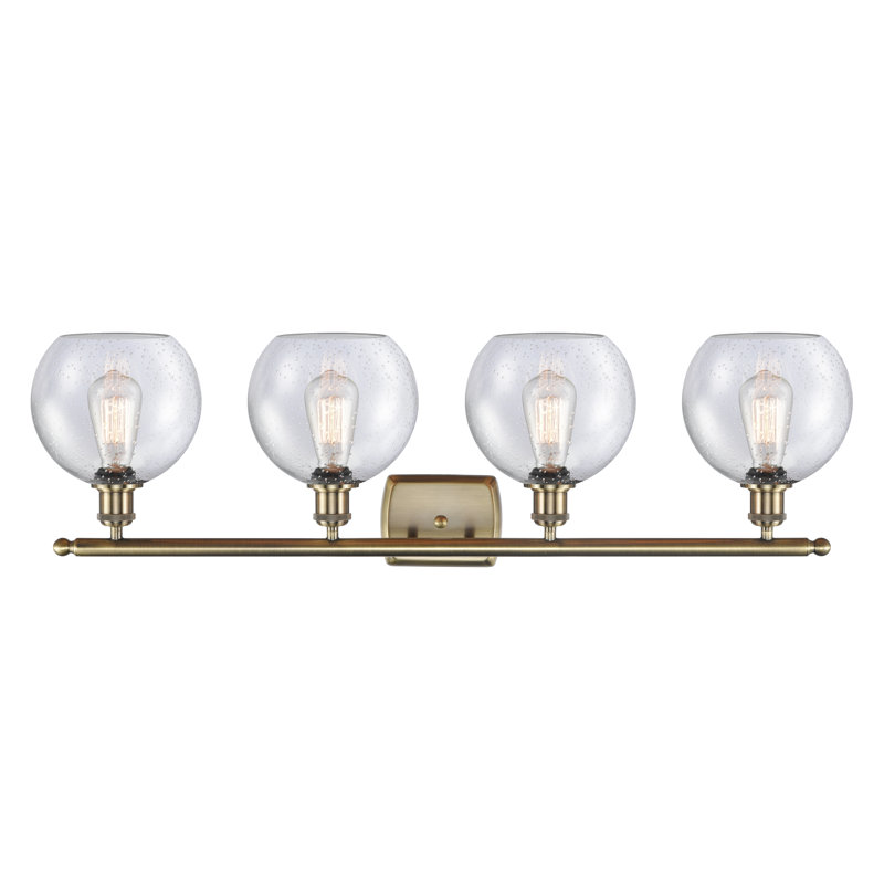 Éclairage pour salle de bain 4 lumières en laiton antique Cindi, Laiton antique, Ampoule non incluse