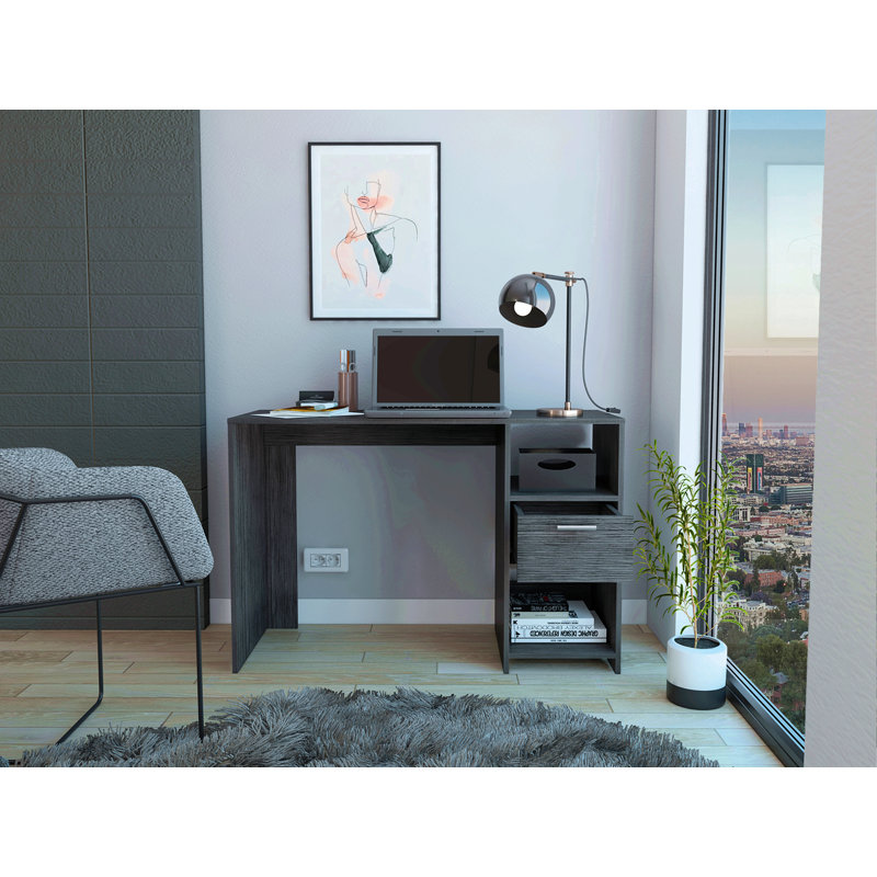 Bureau d'ordinateur, un tiroir, deux tablettes