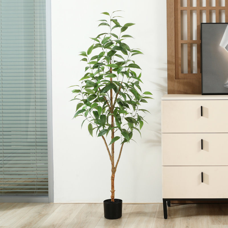 Eucalyptus artificiel Adcock en pot avec des feuilles réalistes et un tronc naturel, H 59 po x l 15 po x P 15 po