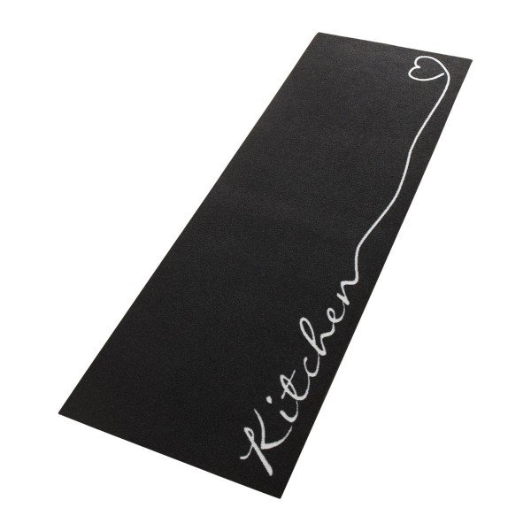 Kitchen runner - Kitchen runner non-slip short pile kitchen rug washable for Kitchen - Black