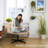 Criss Cross Chair,Comfy Cross Legged Office Desk Chair No Wheels,Modern Fabric Swivel Adjustable Height Mid Back Wide Seat for Home Office Computer-1948642472