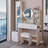Full Body Mirror Cabinet + Round LED Vanity Table + Cushioned Stool, 17\-1080785586
