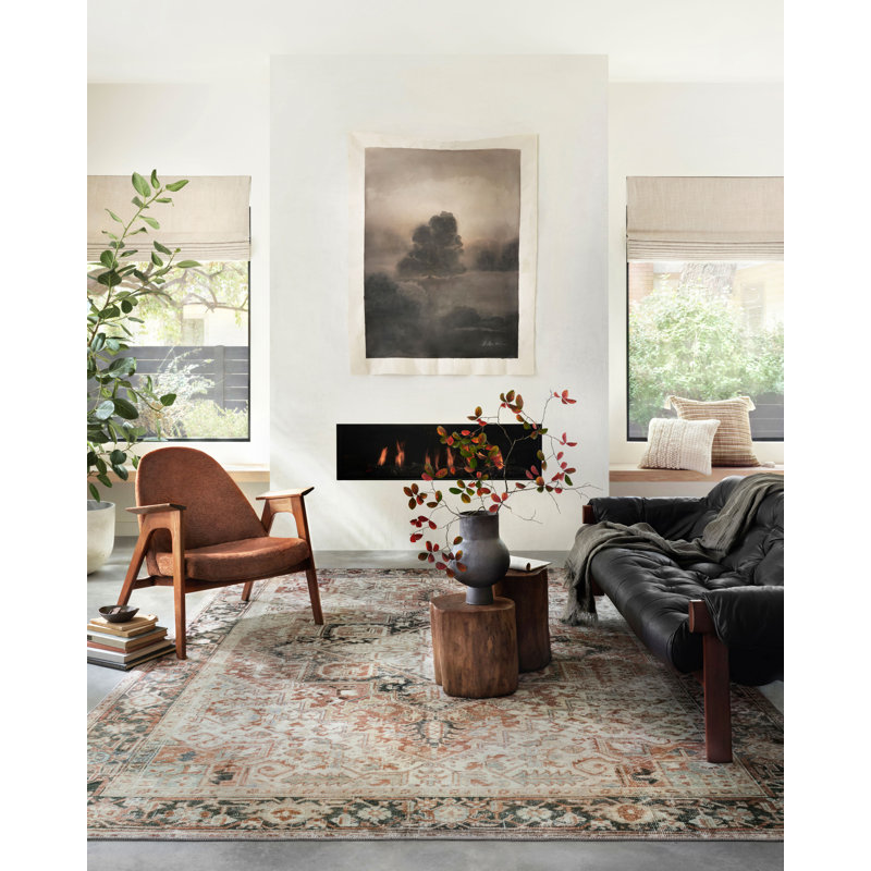 Magnolia Home by Joanna Gaines x Loloi Lenna Rust / Charcoal Area Rug, Runner 2'6" x 7'6"