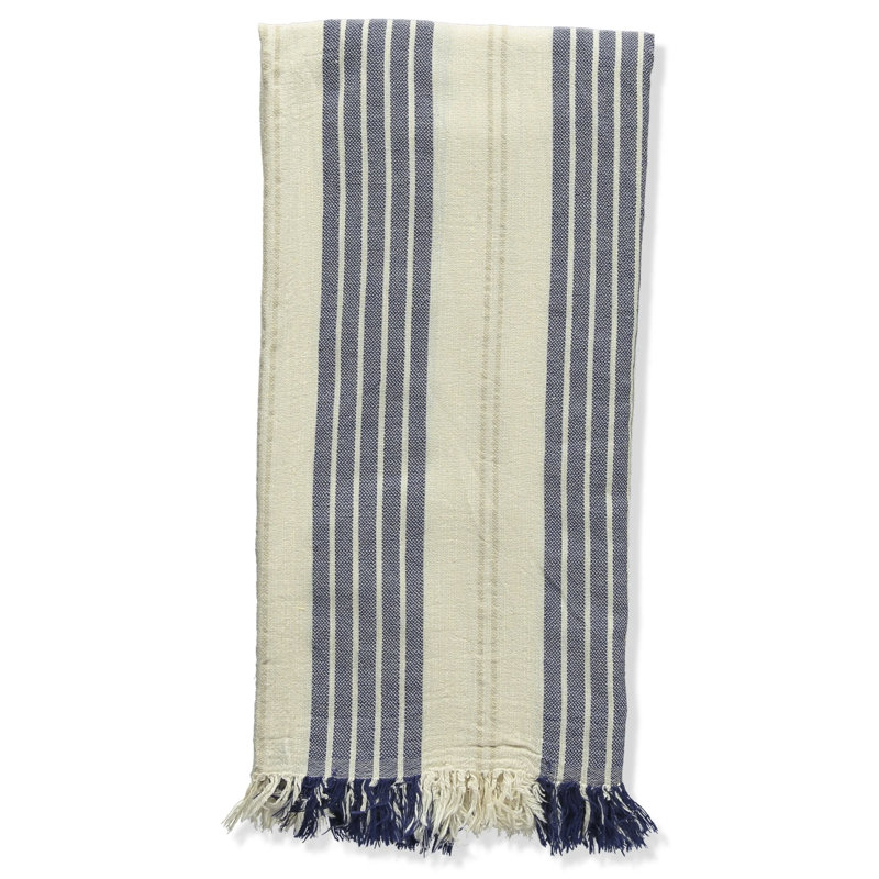 Green Newport Stripe Turkish Cotton Towel, Navy Blue