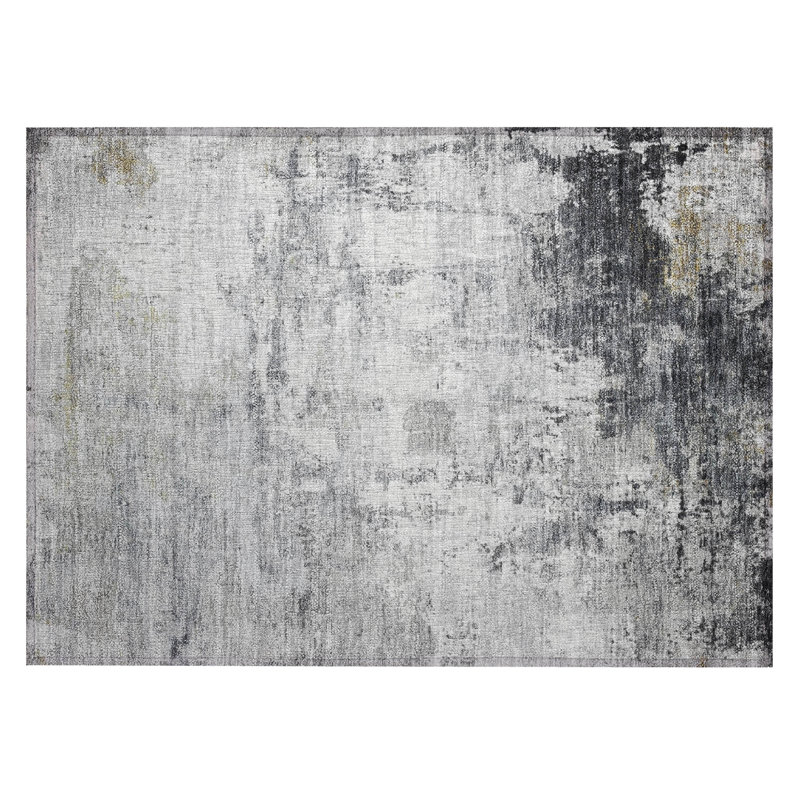 Machine Washable Indoor/Outdoor Xhevrie Gray Rug, Rectangle 1'8" x 2'6"