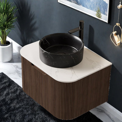 Ensemble de meuble-lavabo et lavabo Modern, en céramique et en pierre durables, conception peu encombrante