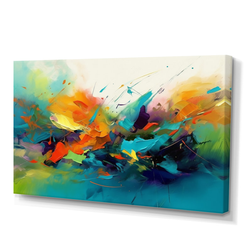 Encre liquide Byrge Orange Blue Transcendent II, H 24 po x l 32 po x P 1 po, Toile tendue
