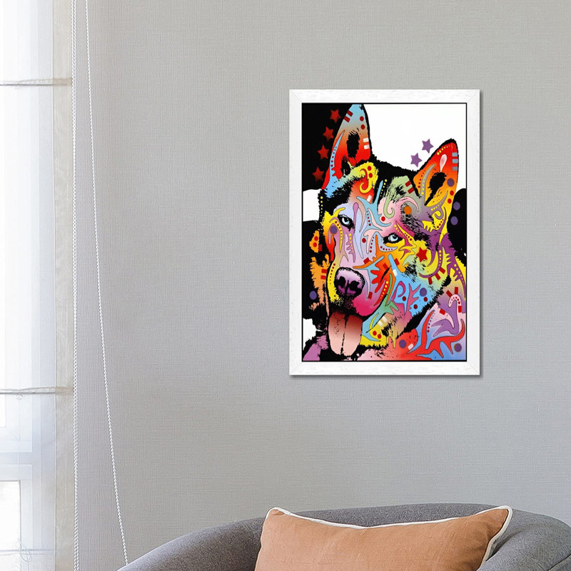 Siberian Husky by Dean Russo - Print on Canvas, 101.6 cm H x 66.04 cm W, White Floater Framed