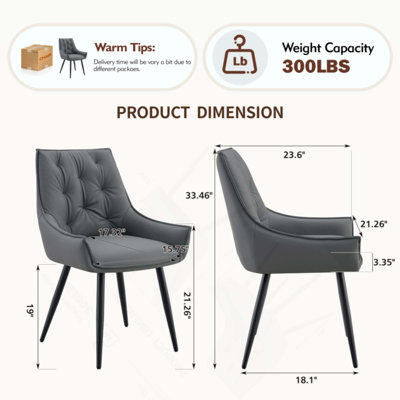Dining Chairs Set Of 2, Faux Leather Dining Room Chair, Metal Kitchen Chairs With Mesh Texture And Sanded Legs, Flat Back Upholstered Chair (Set Of 2)