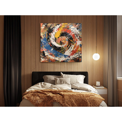 Modern Abstract Swirl Canvas Wall Art, Vibrant Splatter Paint Design, Gallery Wrapped Canvas Print, Multicolor Home Decor