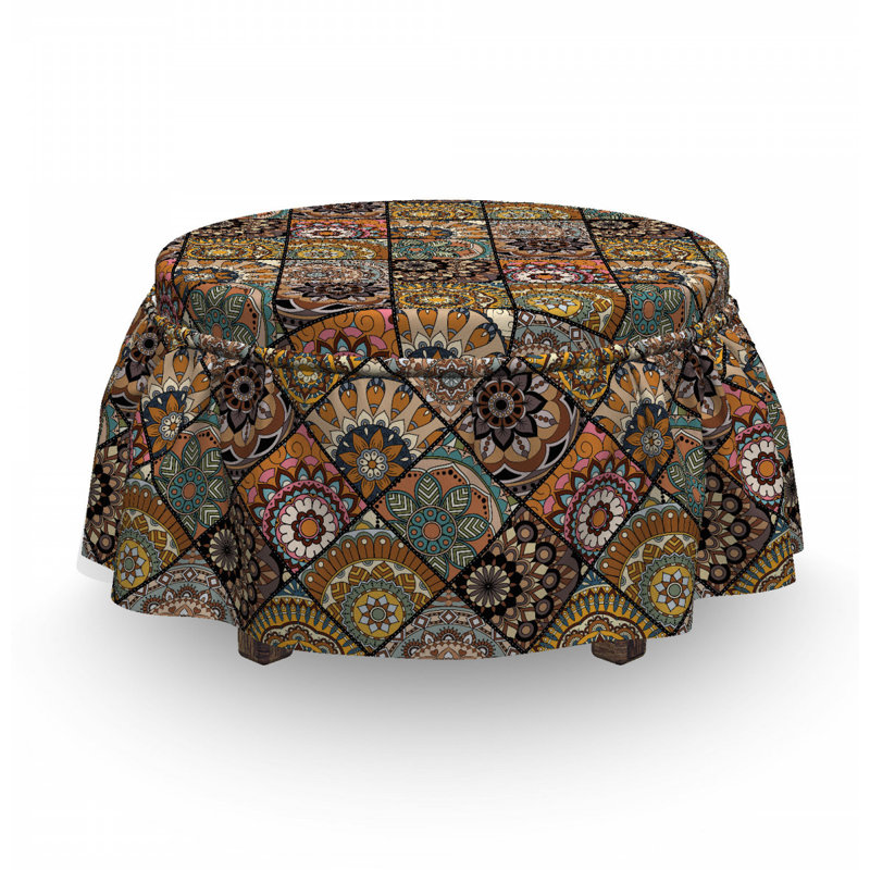 Ensemble de housse pour repose-pieds à coussins carrés à carreaux 2 pièces marocain
