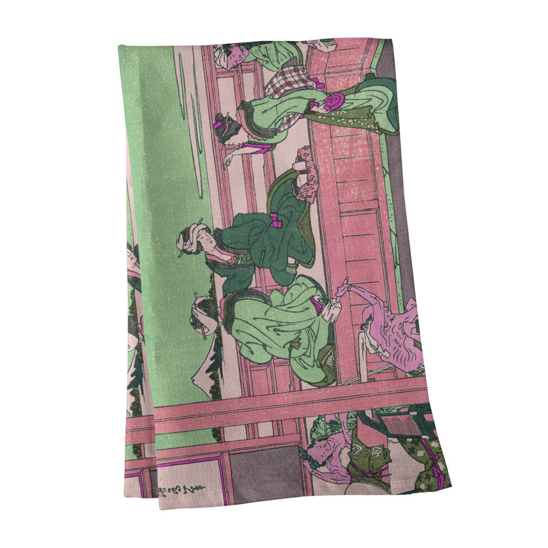 Torchon Yoshida at Tokaido, Croisé en coton, Rose/vert