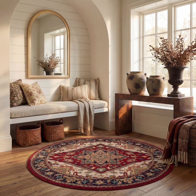 Balthrop Hand Tufted Wool Oriental Rug, Round 6'