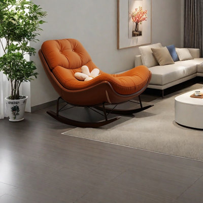 Ergonomic carbon steel tufted rocking chair