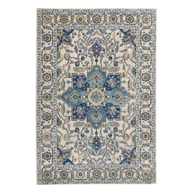 Uriah Tufted Blue/Cream/Yellow Rug, Rectangle 120cm x 170cm