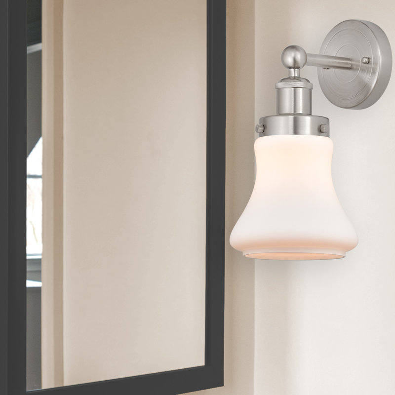 Chickasha Armed Sconce, Matte White, Brushed Satin Nickel