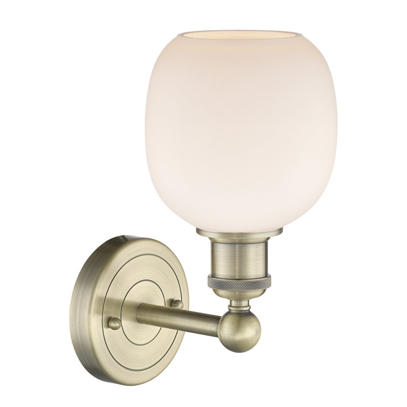 Cheraw Armed Sconce, Matte White, Antique Brass