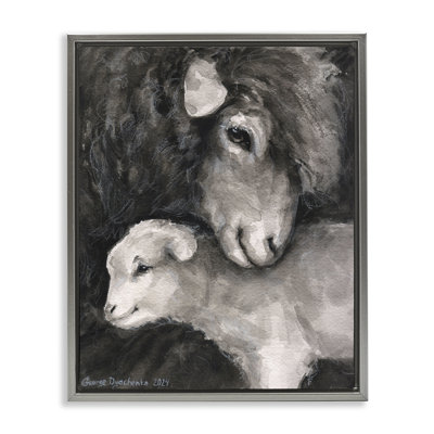 «Cuddling Sheep & Lamb Floater», art mural sur toile par George Dyachenko