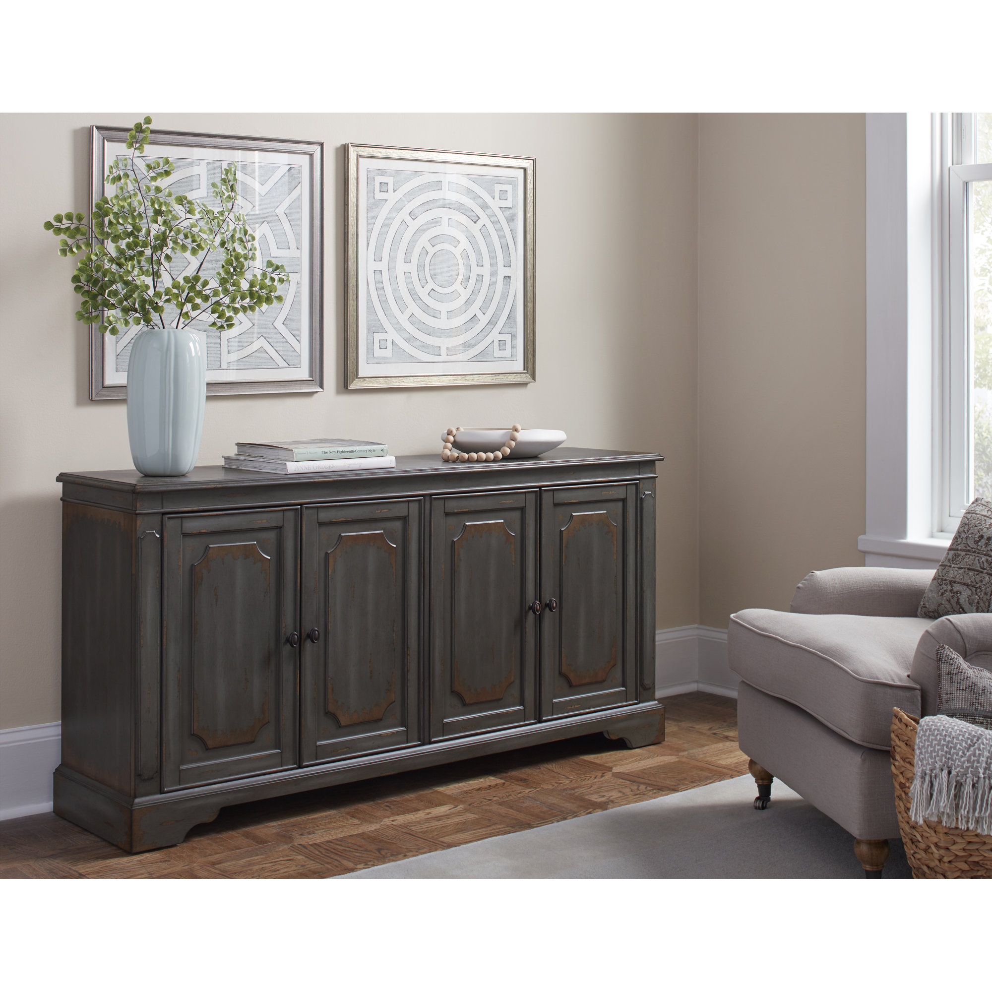 Dalgard TV Stand for TVs up to 65", Gray, 32"H x 80"W x 16"D
