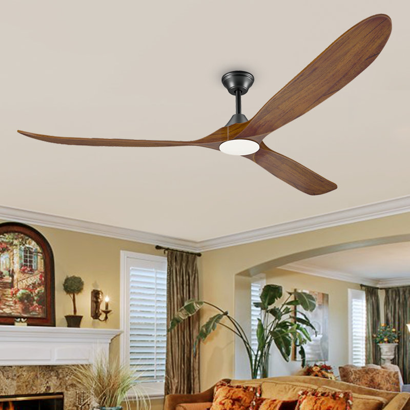 3-Blade Indoor Smart Ceiling Fan with Light and Remote/APP Control,3 LED Colors,6 Speed Quite DC Motor,Timer, Walnut