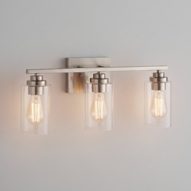 Quitterie Vanity Light, Clear, Brushed Nickel, 3