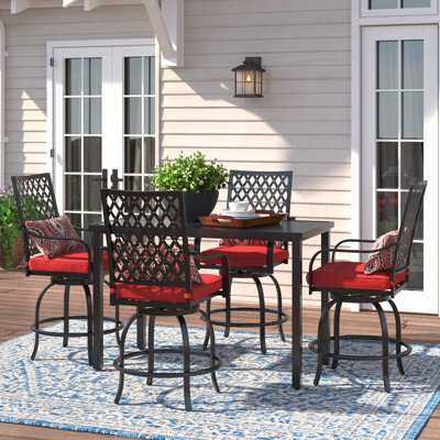 Alyne Rectangle 4 - Person 56'' Long Bar Height Dining Set with Cushions
