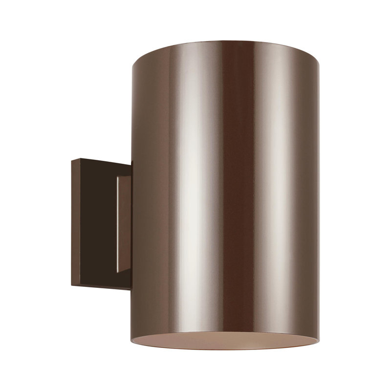 Outdoor Bullets 1 - Light LED Outdoor Armed Sconce, Bronze, 7.25" H x 5.13" W x 5.13" D