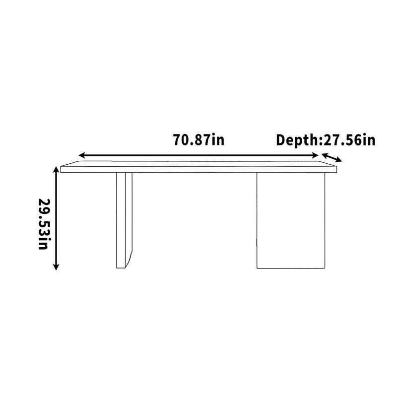 Dinkins, H 29,53 po x l 70,87 po x P 27,56 po