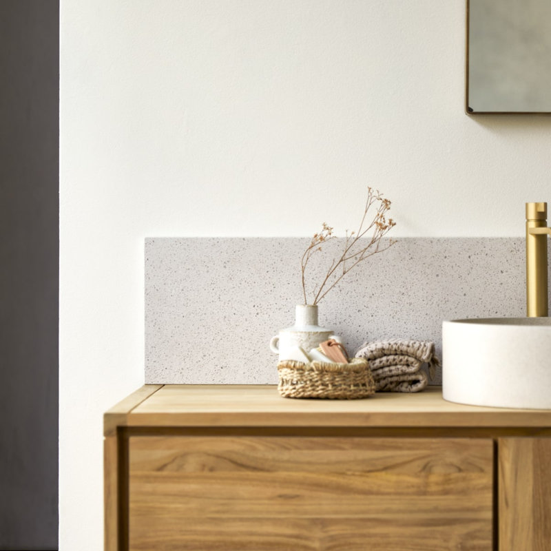 Ava Premium Terrazzo Bathroom Vanity Top, 80 cm x 25 cm, White