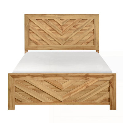 Chevron Pattern Rustic Wooden Panel Bed