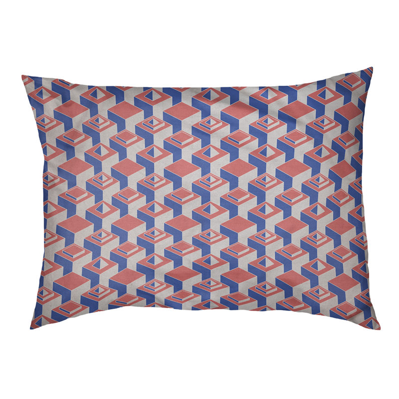 Coussin pour chien intérieur à motif skyscrapers Chen, Petit (l 28 po x P 6 po x H 18 po), Rouge / Bleu