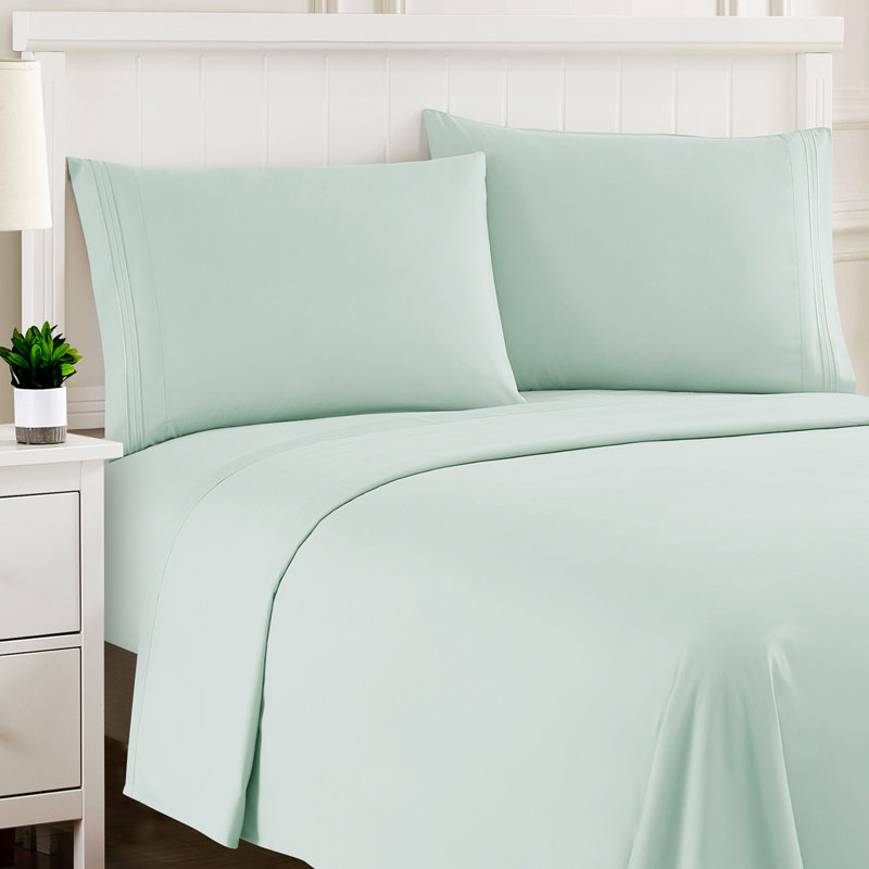 Luxurious Classic Soft Solid 1800 Series Microfiber Sheet Set, Various Colors and Sizes, Mint, Full