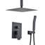 Douche de plafond noir mat - Pommeau de 25 cm et douchette à main pour salle de bain
