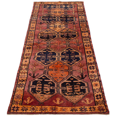 Konya One-of-a-Kind 3'9" X 11'4" 1990s Runner Wool Area Rug Red