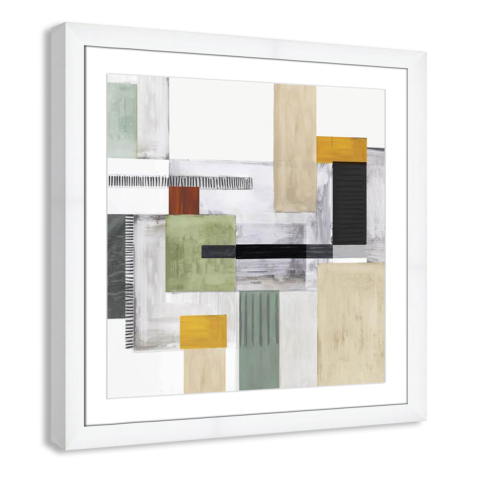 Playful Blocks Print, 29" H x 29" W x 1.25" D, White Cube Framed