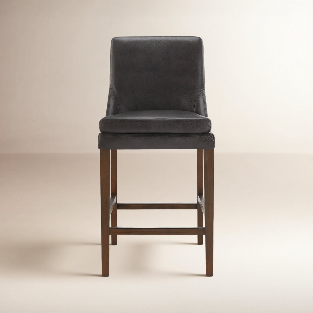 Niara Bar and Counter Stool, Impression Dark Gray Genuine Leather , Counter Stool (26” Seat Height)