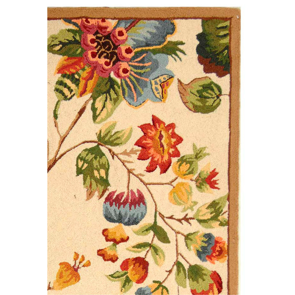 Lark Manor Hollander Hand Hooked Wool Floral Rug & Reviews | Wayfair