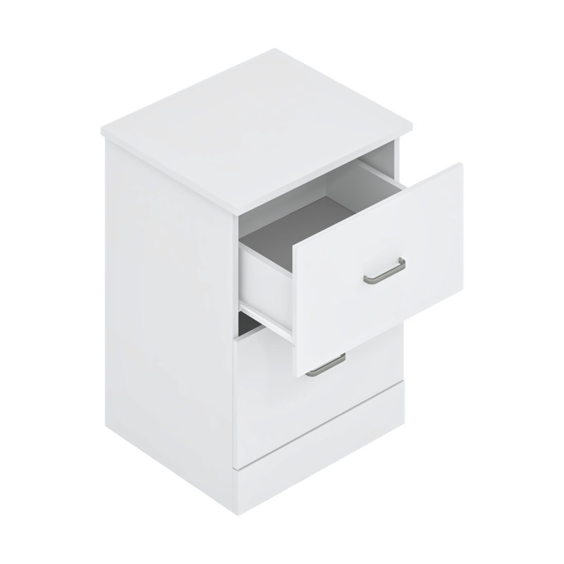Table de chevet 2 tiroirs 23,6 po Allyannah, Blanc mat, Individuel
