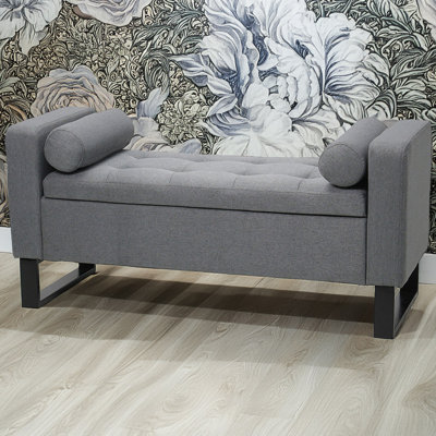 Linen Upholstered Bench with Flip Top