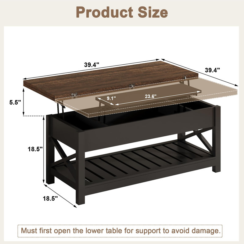 Keilan Coffee Table, Dark Brown, Black