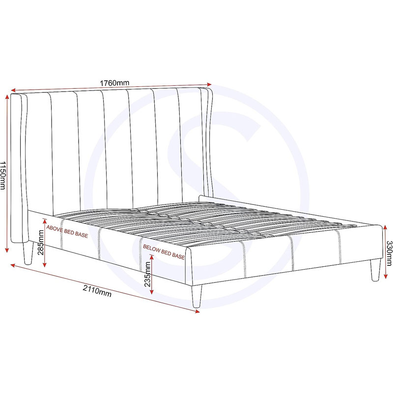 Swithun Upholstered Bed Frame, Double (4'6), Grey Velvet