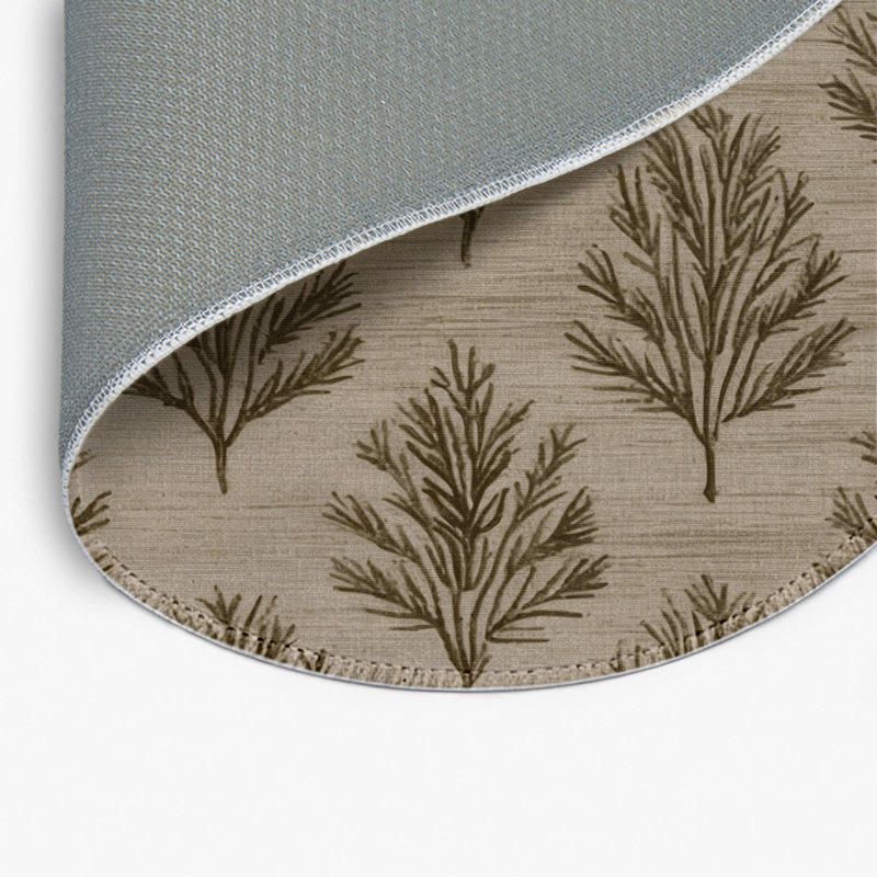 Botanical Gray Indoor and Outdoor Area Rug, Round 5'