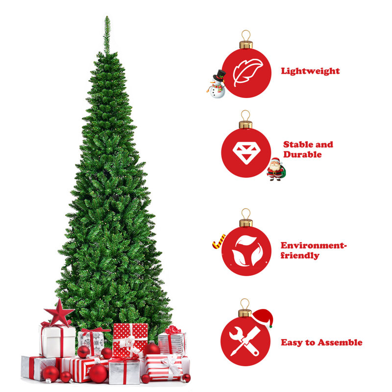 Lighted Artificial Christmas Tree, 4.59ft H x 1.97ft W x 1.97ft D