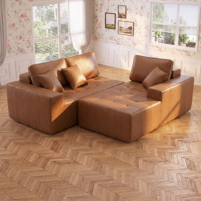Canapé-lit modulaire en L avec méridienne d'angle, coussins de compression, sans assemblage