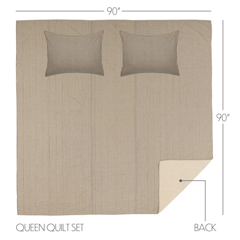 Charcoal Black Cotton Reversible Queen Quilt Set